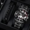 2pcs Men's New Popular Steel Strip Fashion Business Three Eye Quartz Watch Bracelet Set Valentine's Day Gifts - Image 7