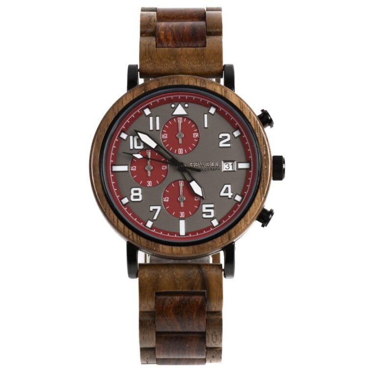 Multi Functional Six Needle Men’s Wooden Watch