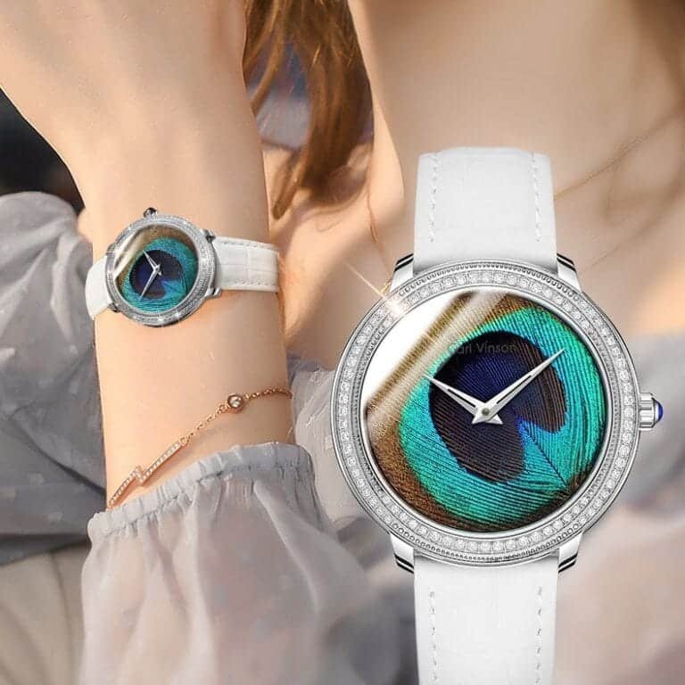Women’s Feather Dial Waterproof Belt Watch