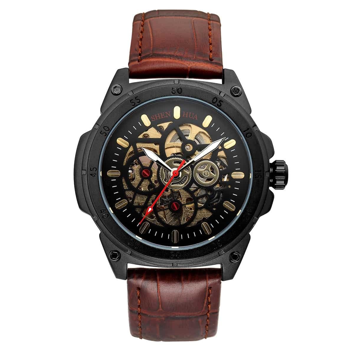 Men's Fashion Casual Hollow Nostalgic Style Automatic Mechanical Watch