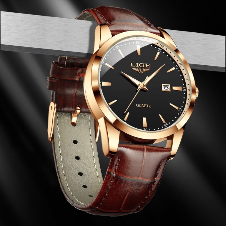 New Men’s Quartz Watch Single Calendar Three Needle Leather Belt Waterproof