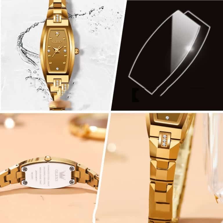 Women’s Fashion Diamond Set Tungsten Steel Retro Tonneau Type Quartz Watch