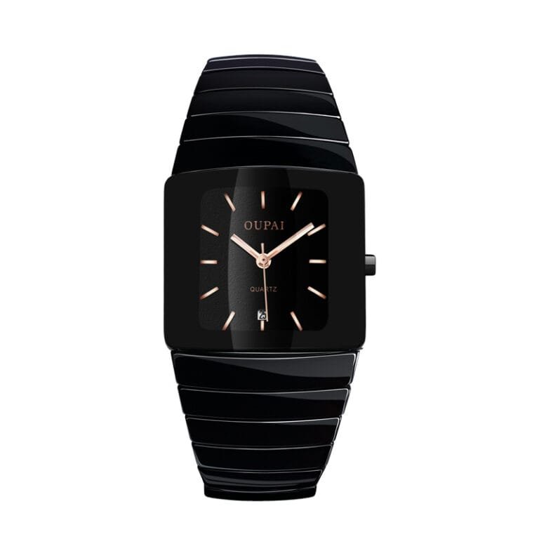 Men’s Square Silver Diamond Quartz Watch