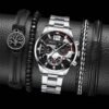 2pcs Men's New Popular Steel Strip Fashion Business Three Eye Quartz Watch Bracelet Set Valentine's Day Gifts - Image 5